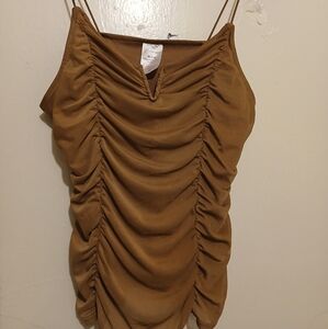 No Boundaries Tan Ruched Camisole
